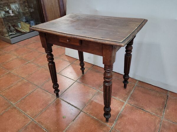 Ancienne table à jeu en chêne avec 4 tiroirs