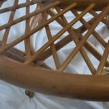 Table with rattan legs and glass top, 1970