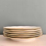 Set of 6 flat plates in white porcelain with gold borders