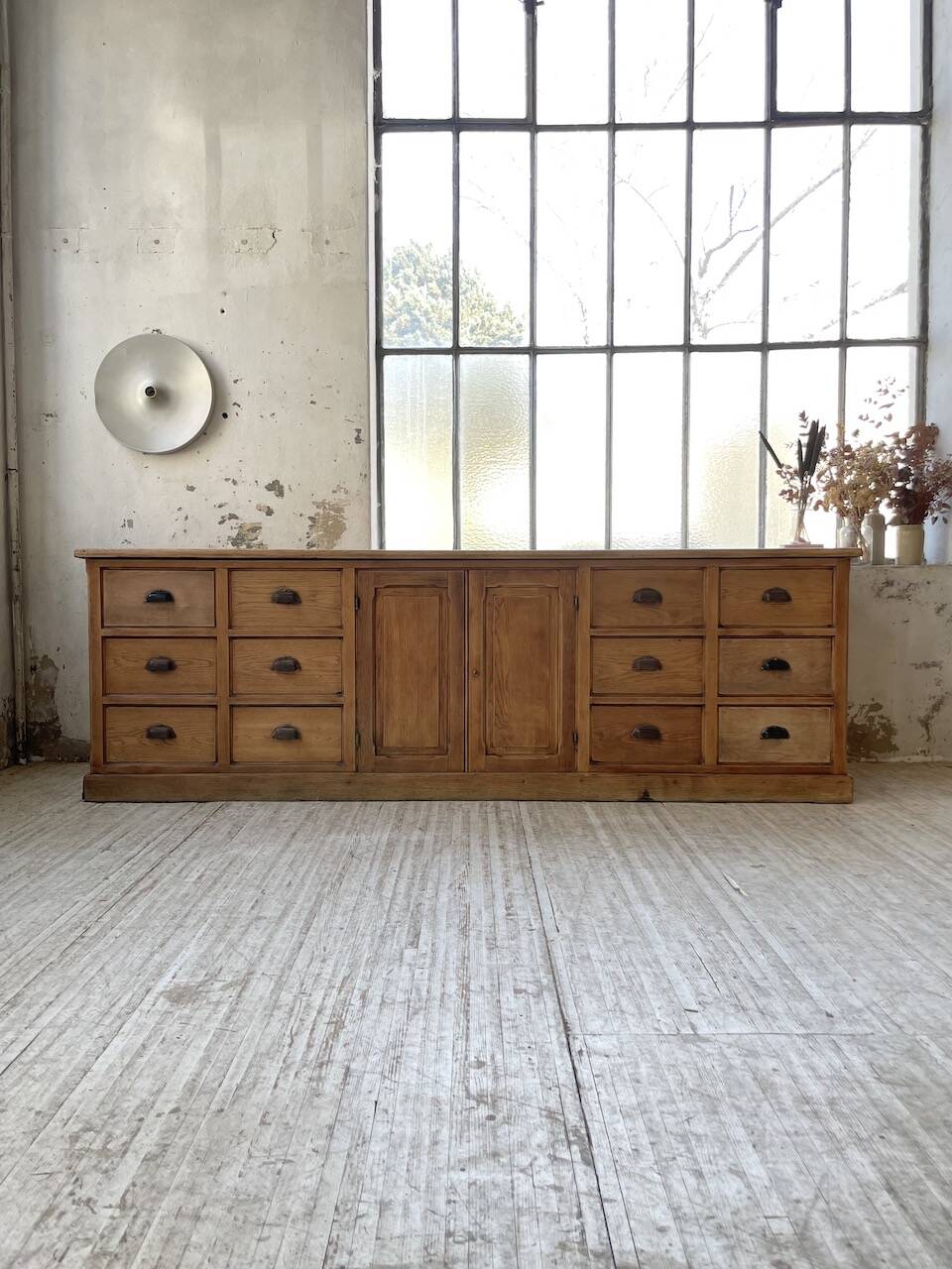 XXL solid oak counter sideboard
