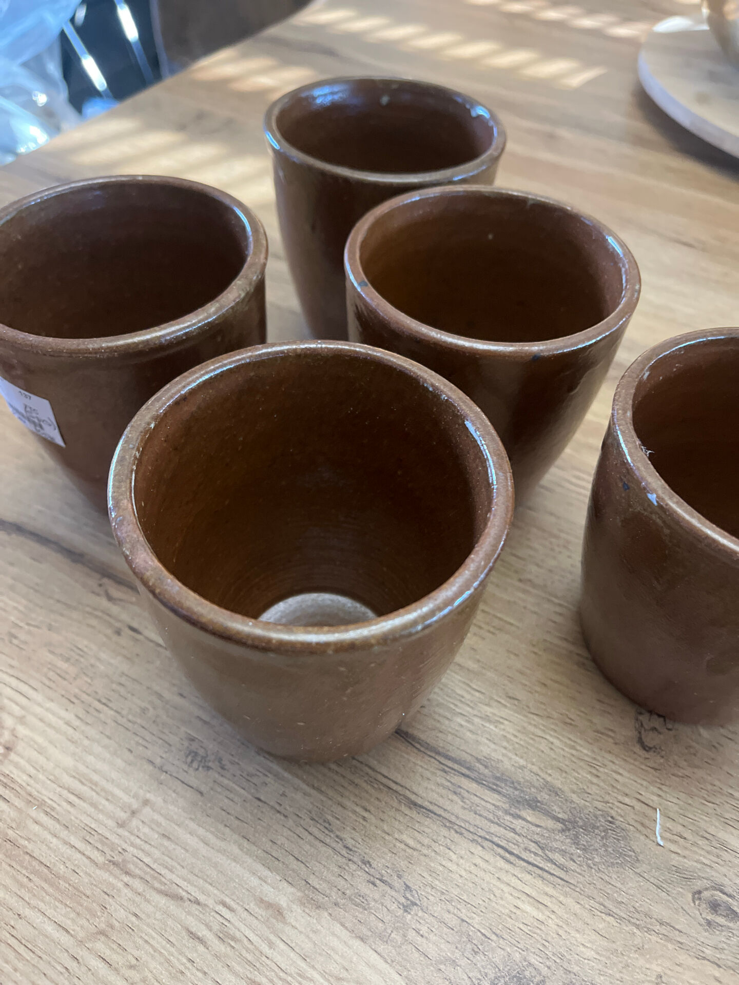 Set of 5 handcrafted ceramic cups –
