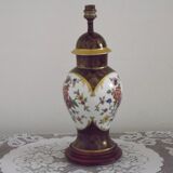 French Limoges Hergé table lamp base with gold highlights and floral decoration.