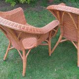 Paire de fauteuils rotin et osier