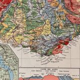 Map of the alps and rhone valley from 1945