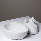 Jewellery box or Easter sweet jar in white porcelain Apilco Deshoulières