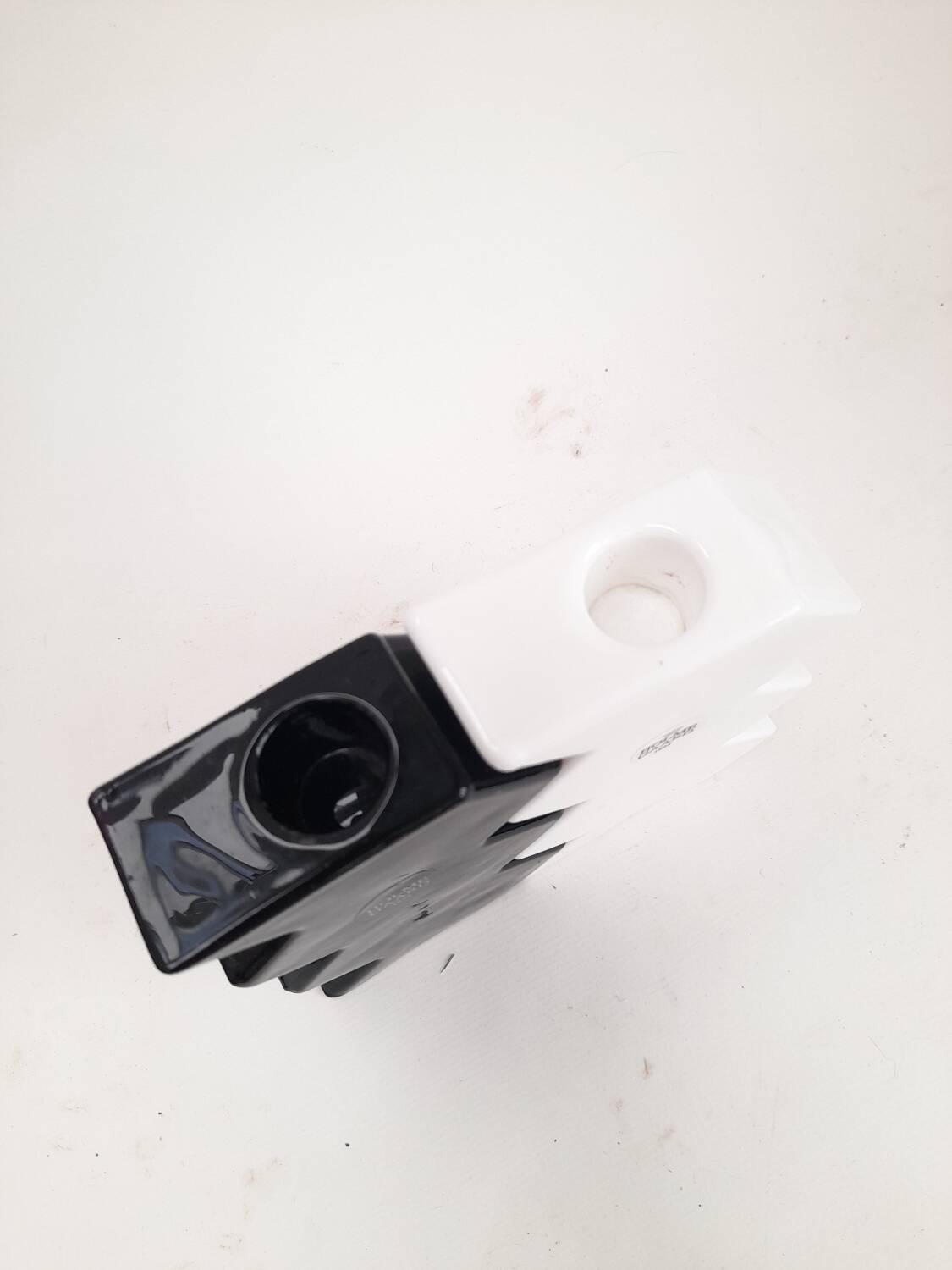 2 zigzag glass candle holders by Holmegaard