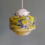 Multicolored veined opaline pendant lamp, 60s