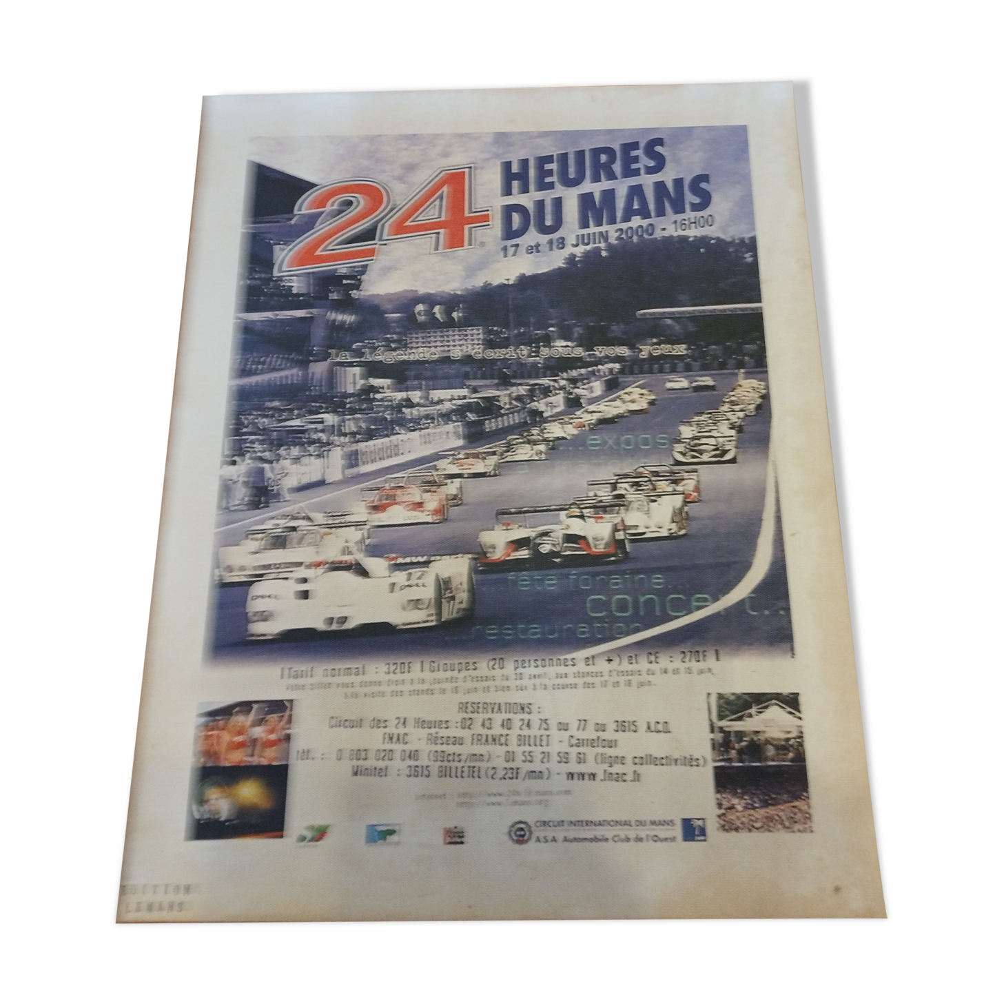Old canvas poster of the 24h00 of Le Mans 2000 edition le mans