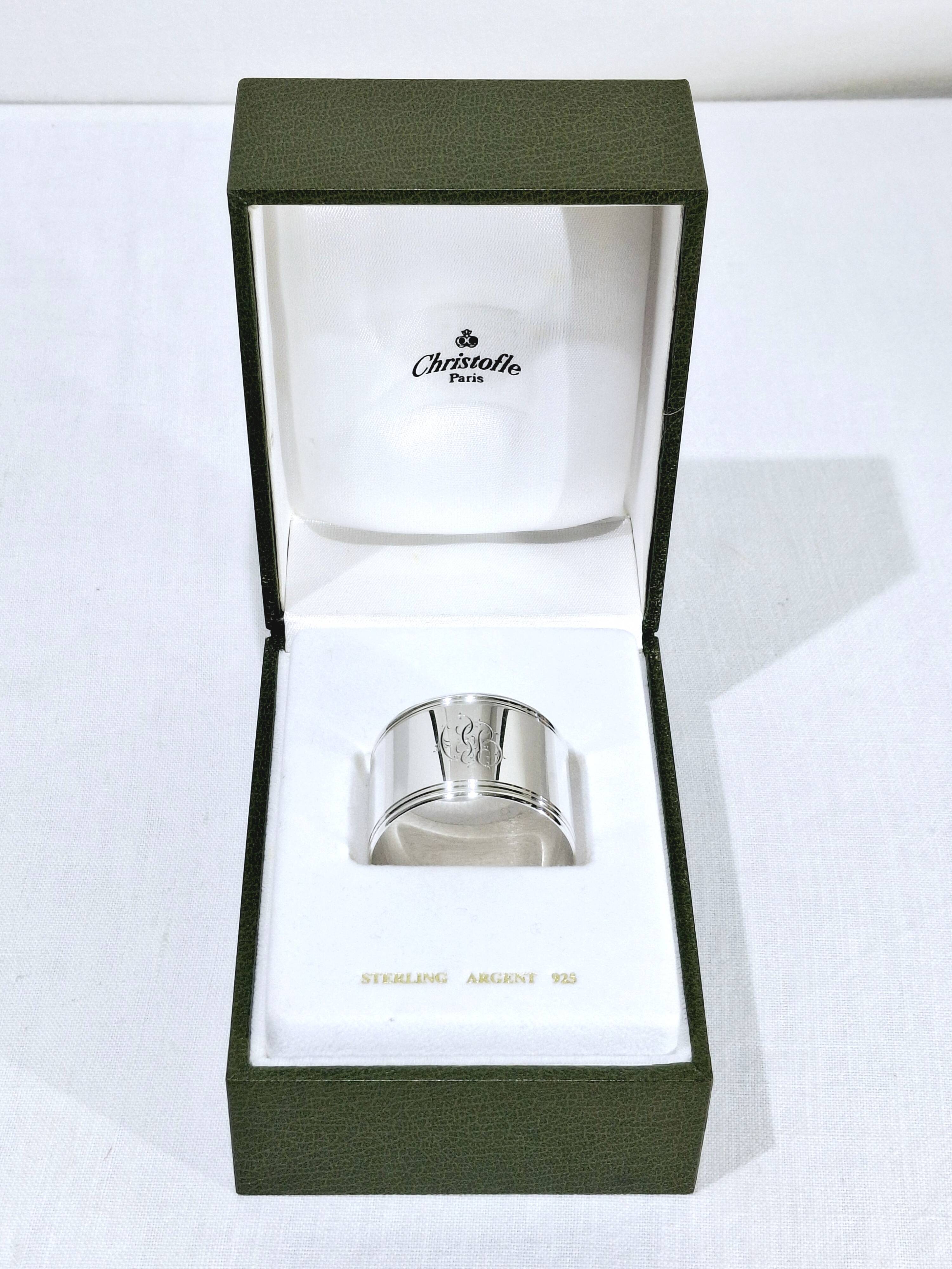 Christofle - silver napkin ring cluny model “cb”