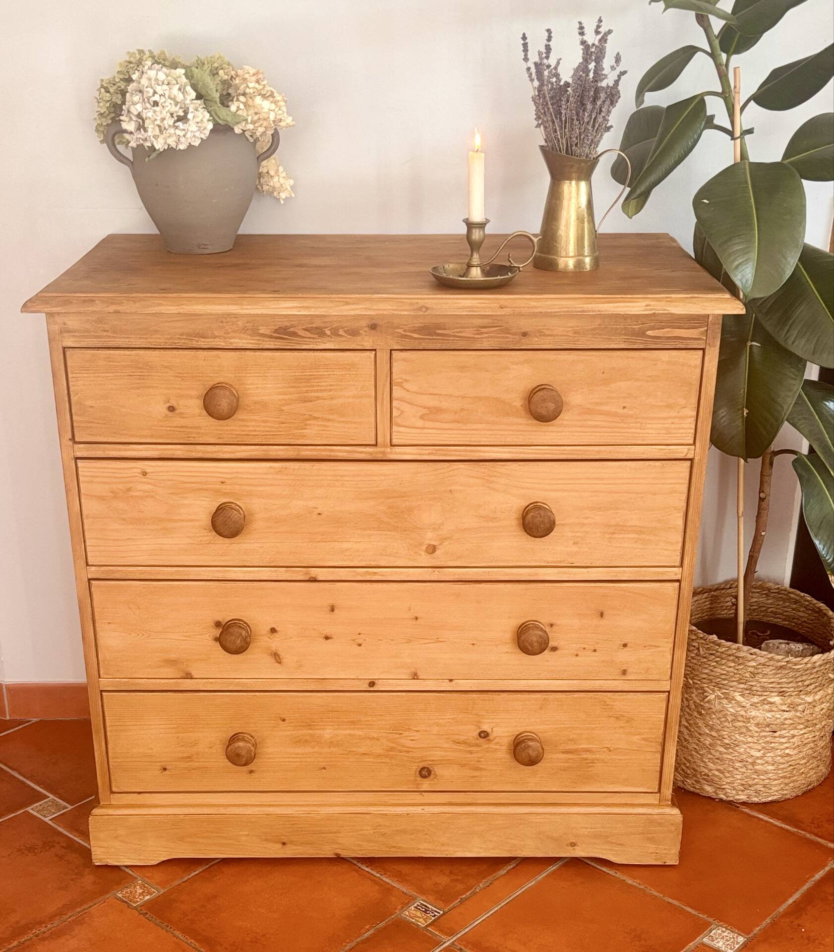 Vintage Solid Pine Commode Restored - Rustic Elegance