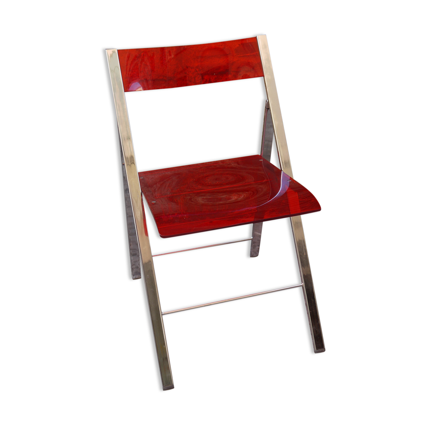 Red Plexiglas folding chair