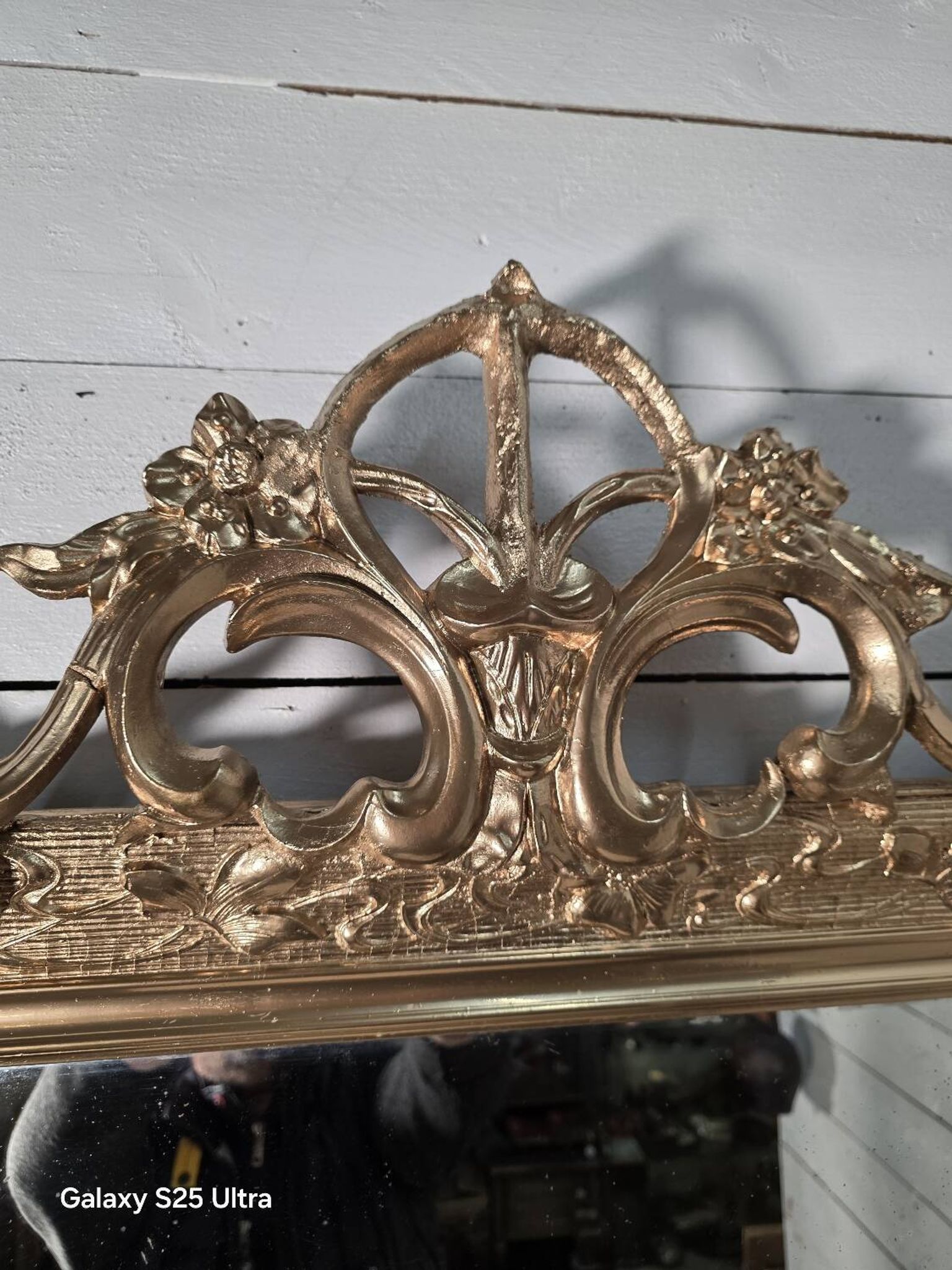 Antique Art Nouveau gilded mirror, 138cm