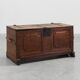 Flemish Oak Blanket Chest with panelled front and iron lock, dated 1825