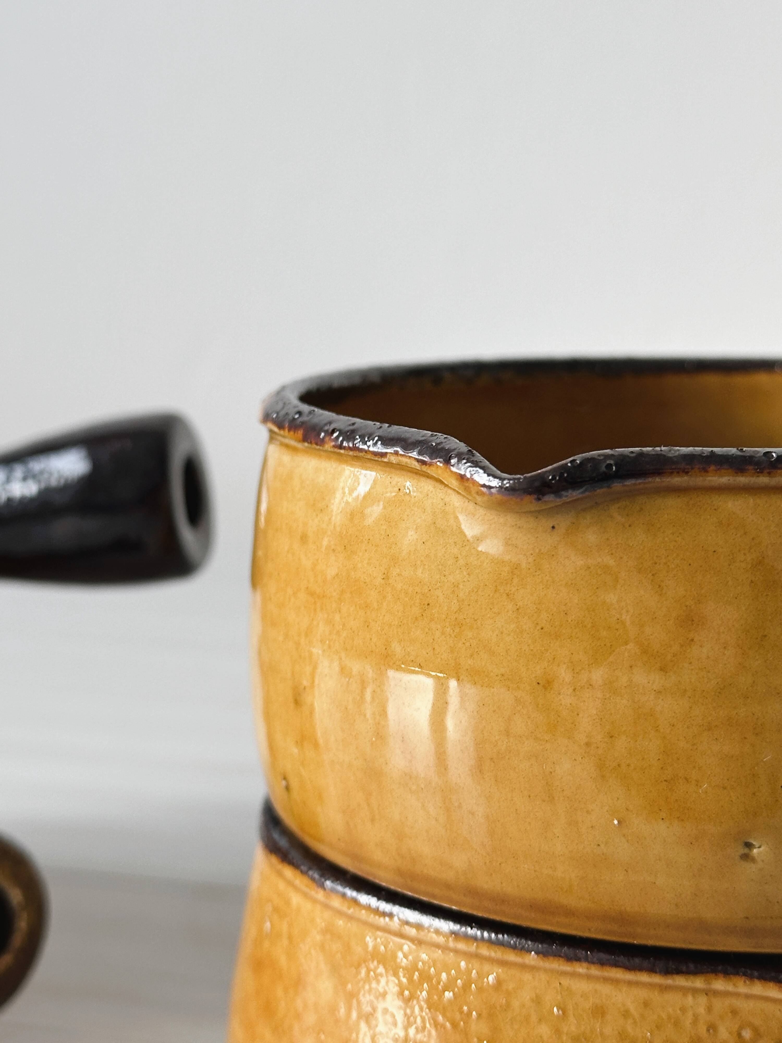 Caquelons - pans in yellow glazed stoneware from Vallauris