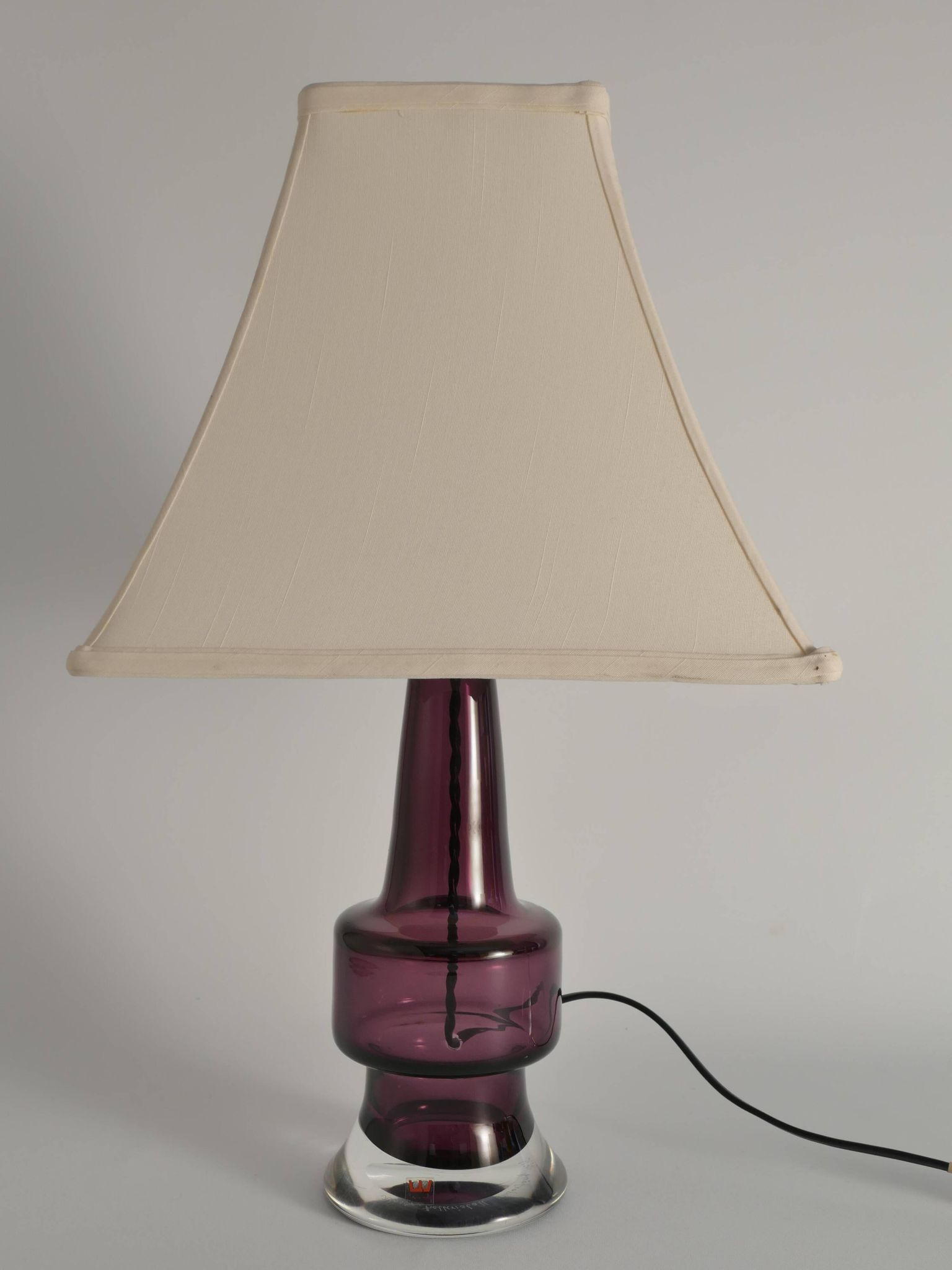 Mid-Century Modern Purple Chrystal Glass Table Lamp by Kosta 1960s