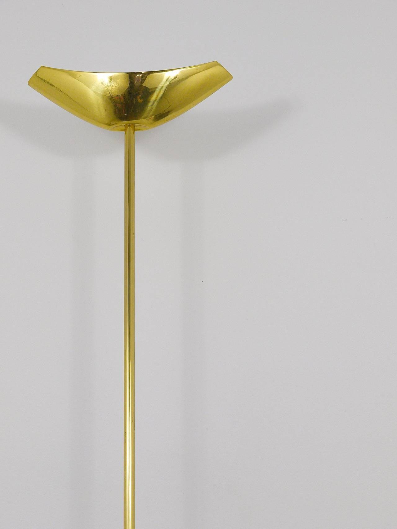 Postmodern floor lamp in brass and wood by Rodolfo Dordoni, Italy, 1980s.