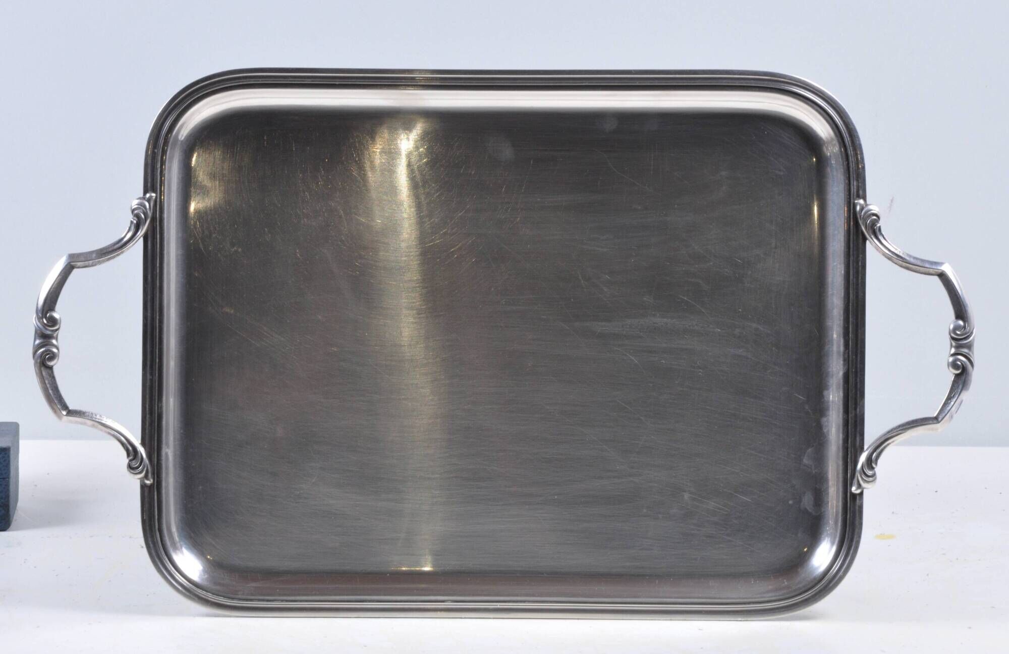 Antique silver-plated serving tray / 60 cm / 45 cm, hallmarks