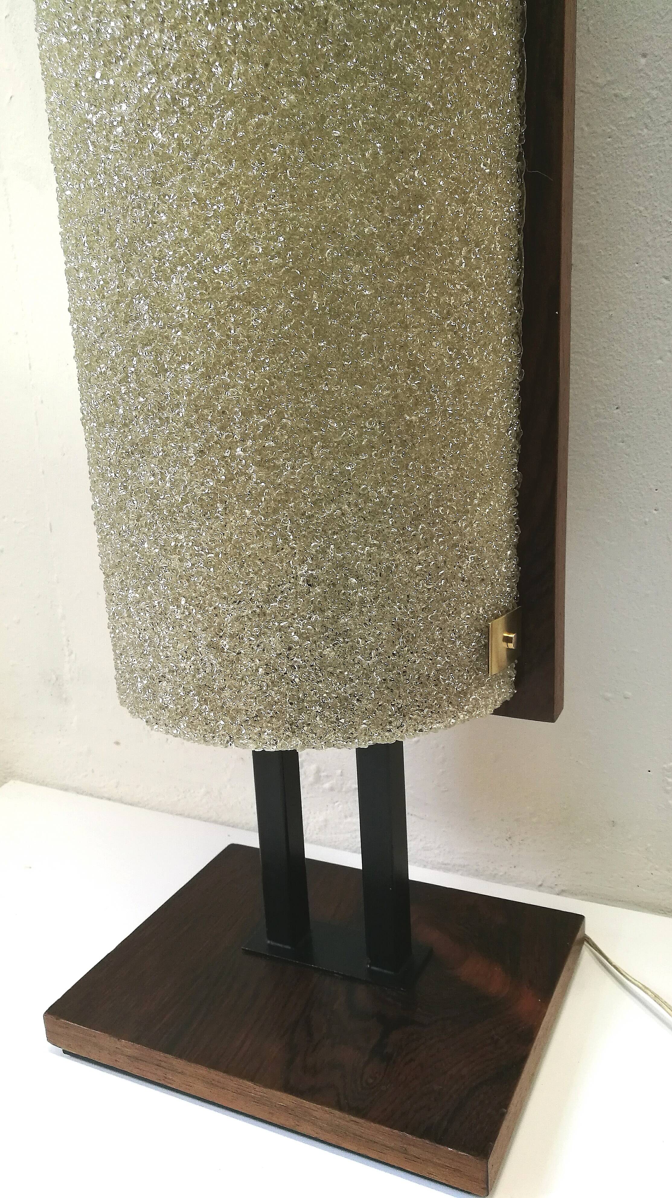 Floor lamp 60s rosewood and granite resin totem