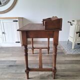 Antique solid wood desk with tiers – metal handles