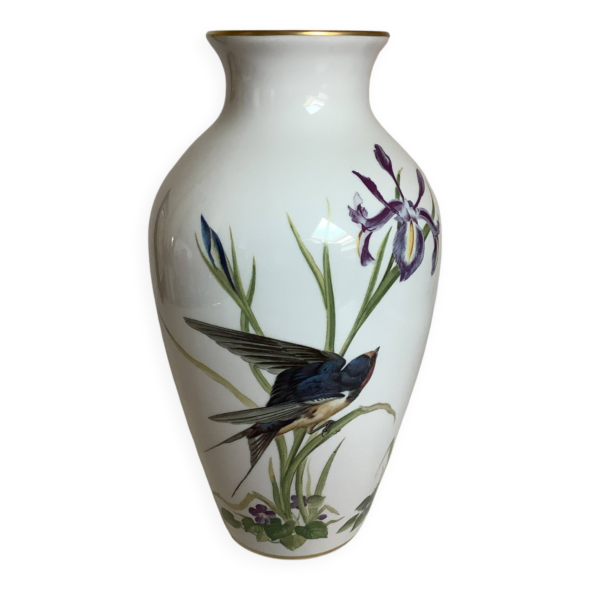 Large porcelain bird and flower vase