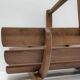 Log basket solid wood slatted vintage folk art