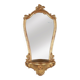 Miroir en résine dorée de style baroque Deknudt avec plateau, Belgique années 1970