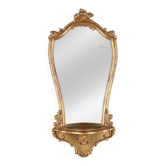 Deknudt Baroque‑Style Gilt Resin Mirror with Plateau, Belgium 1970s