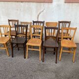Set of 10 mismatched bistro chairs