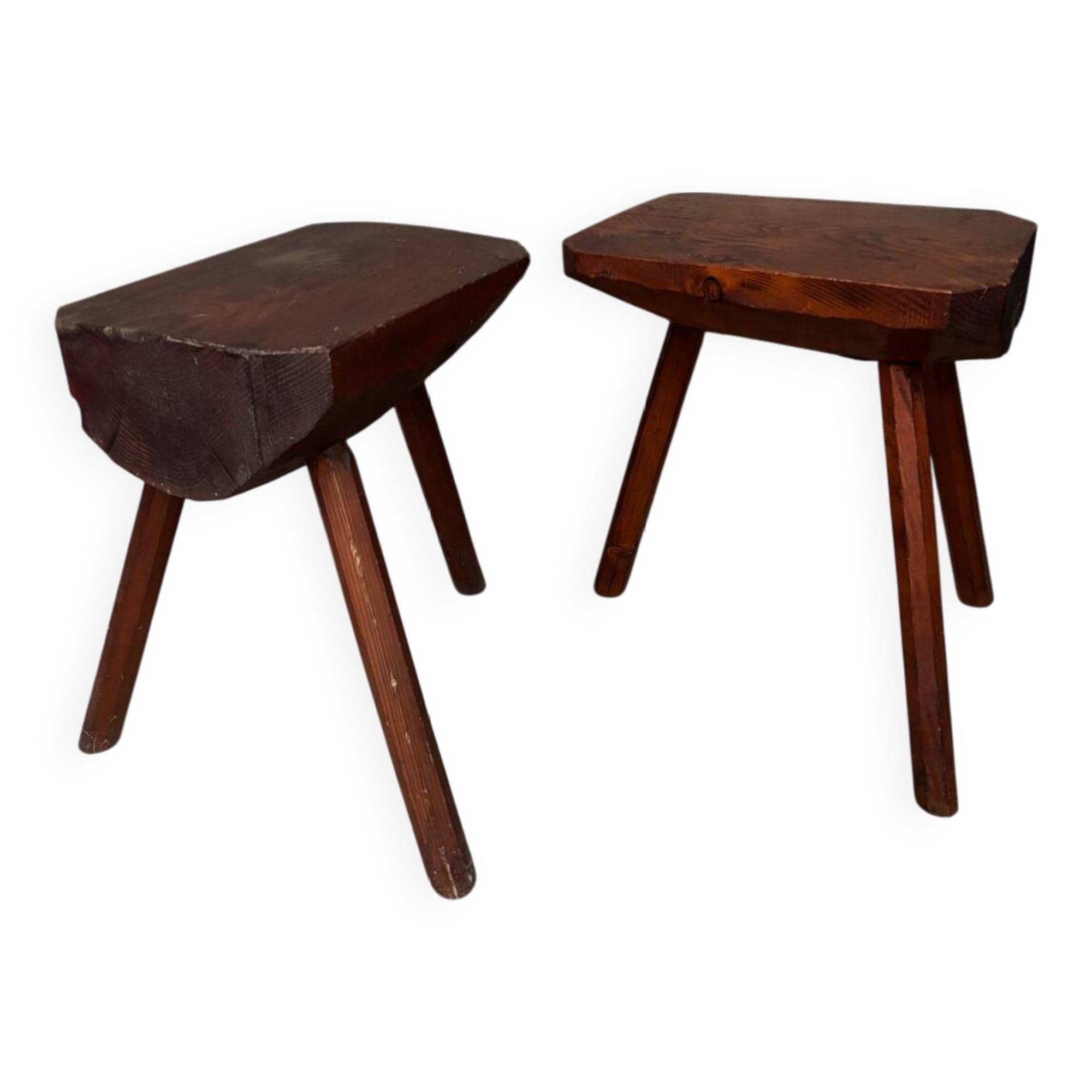 Pair of Mobichalet-type brutalist stools