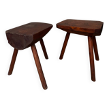 Pair of Mobichalet-type brutalist stools