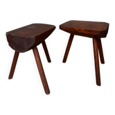 Pair of Mobichalet-type brutalist stools