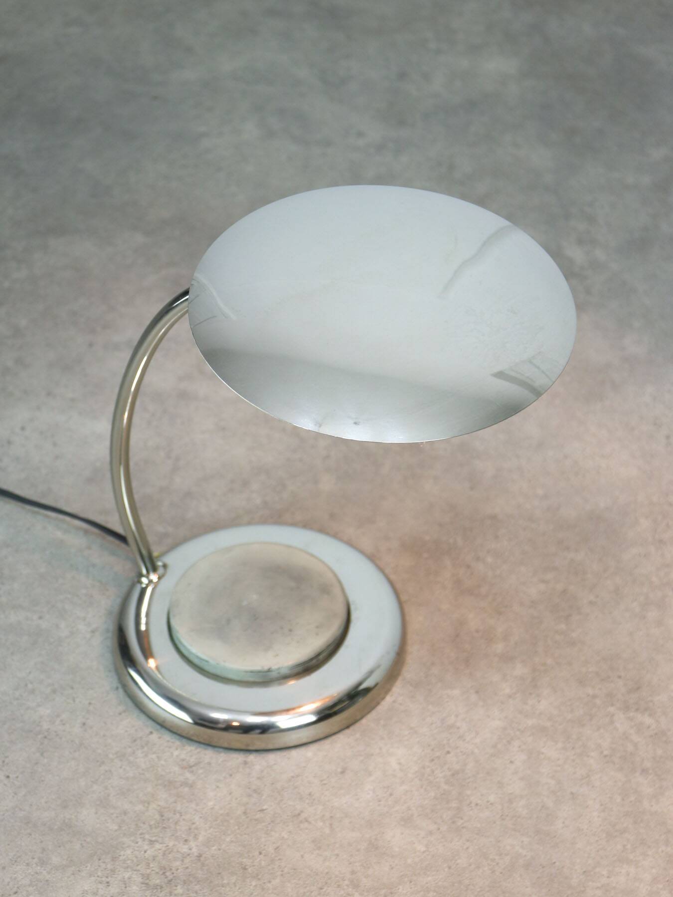 Mid-Century Italian Big Button Table Lamp in Chrome