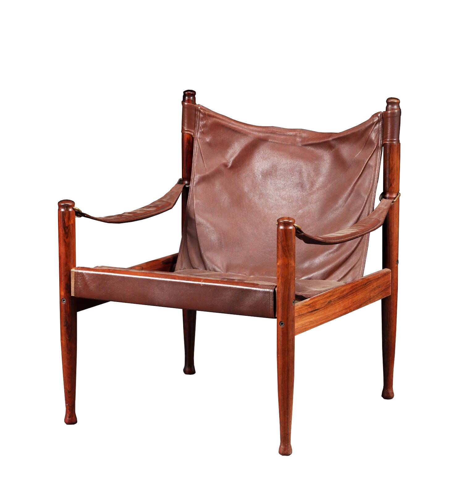 Fauteuil et ottoman en palissandre et cuir par Erik Wørts pour Niels Eilersen, Danemark 1960
