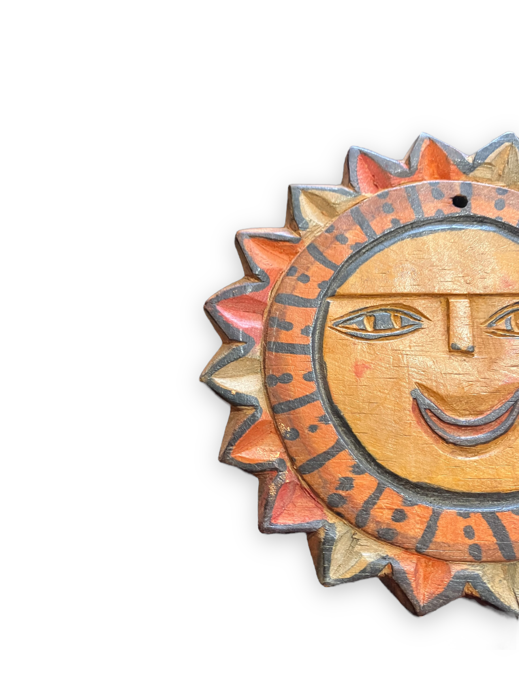 Polychrome wooden wall sun 1960s