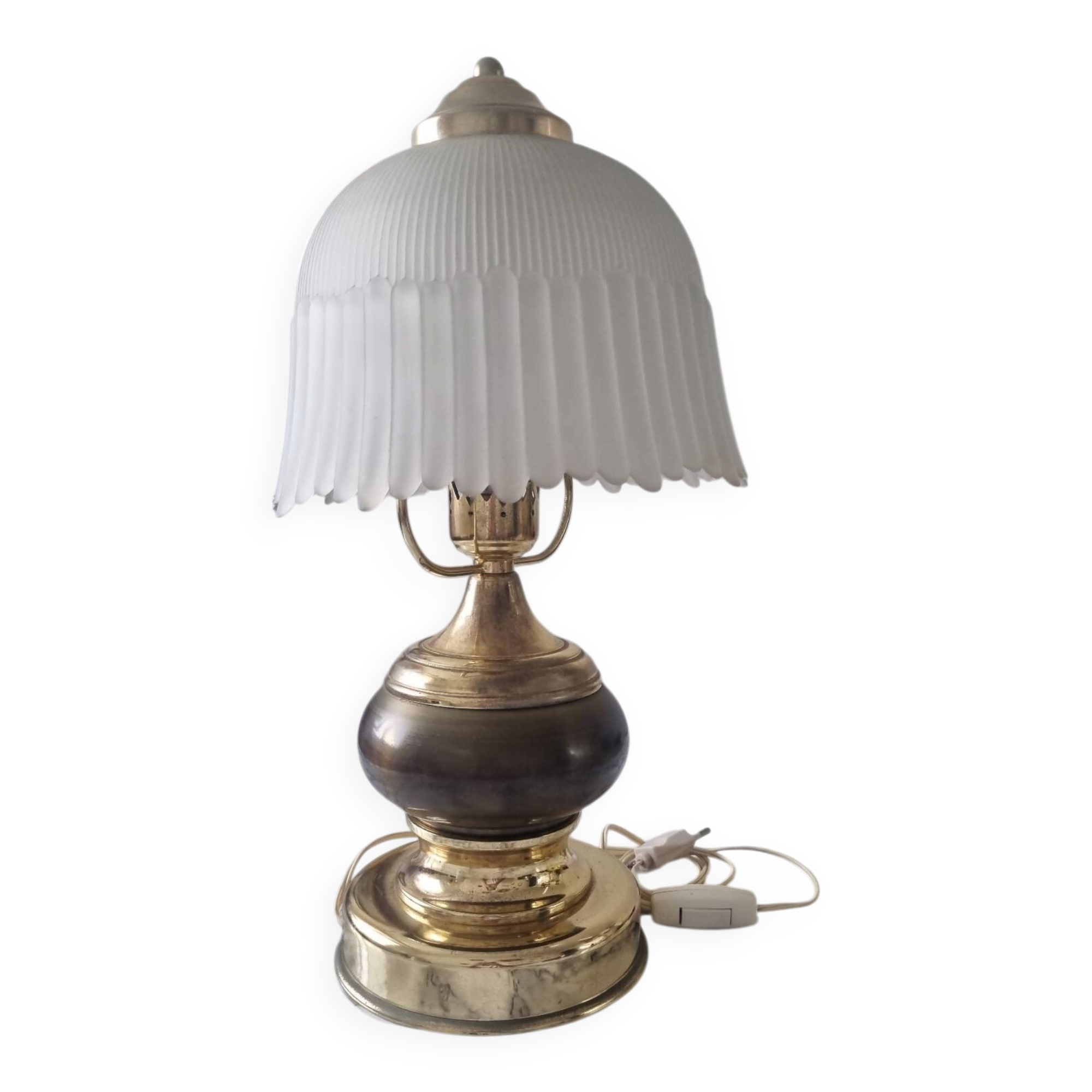 Lampe doré opaline vintage