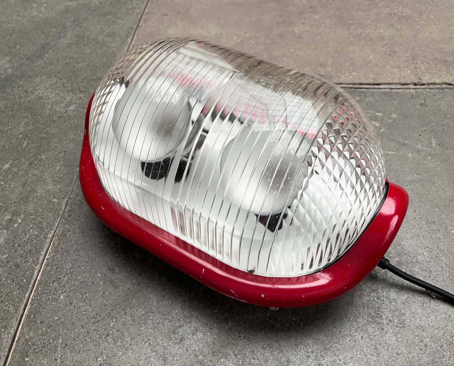 Red Walnut Floor Lamp Model by Achille Castiglioni for Flos, 1970s Mid-Century Modern Italy