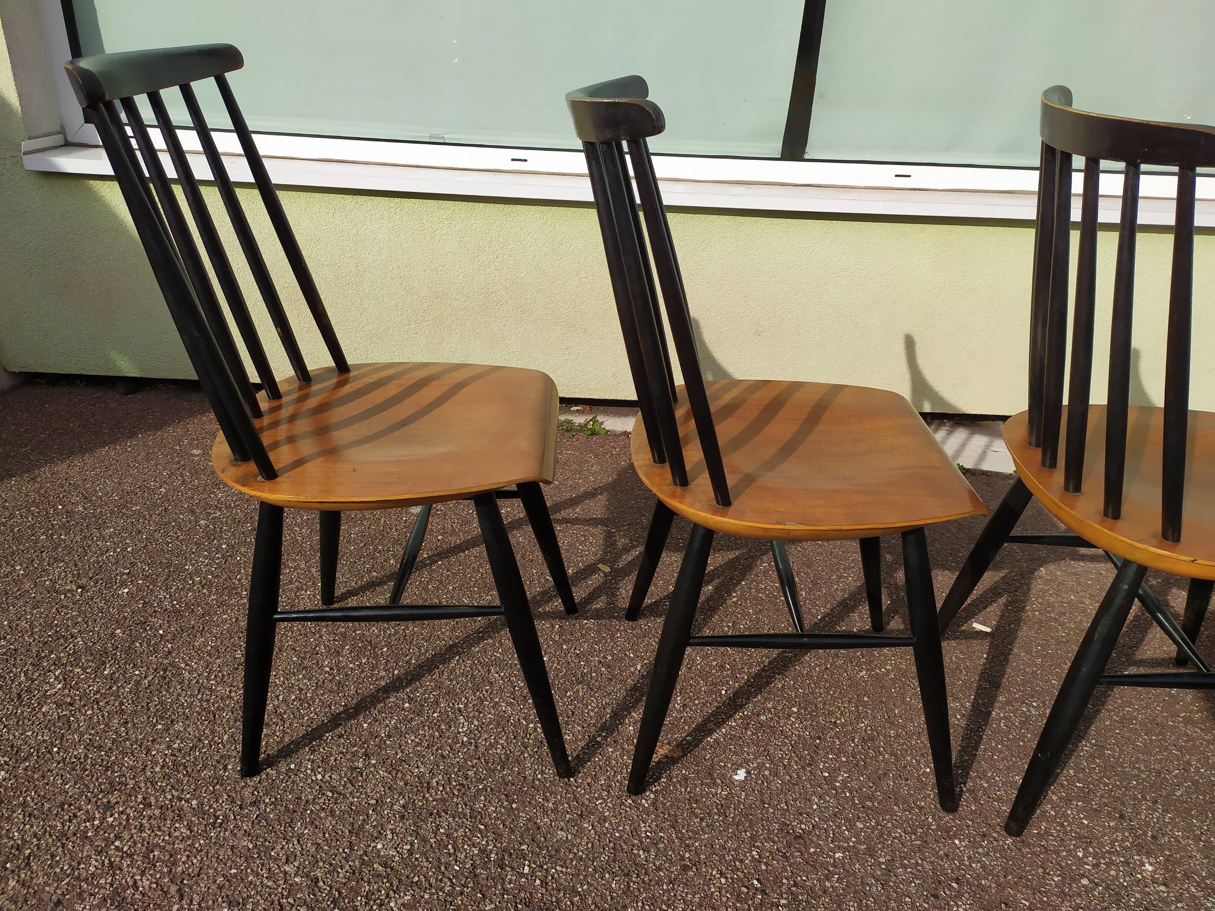 Set of 4 Scandinavian Chairs Fanett by Ilmari Tapiovaara, 60s