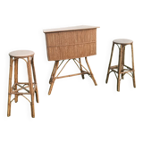 Bar en rotin vintage