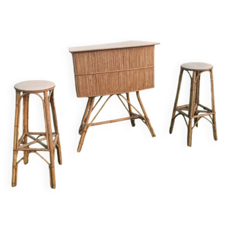 Bar en rotin vintage