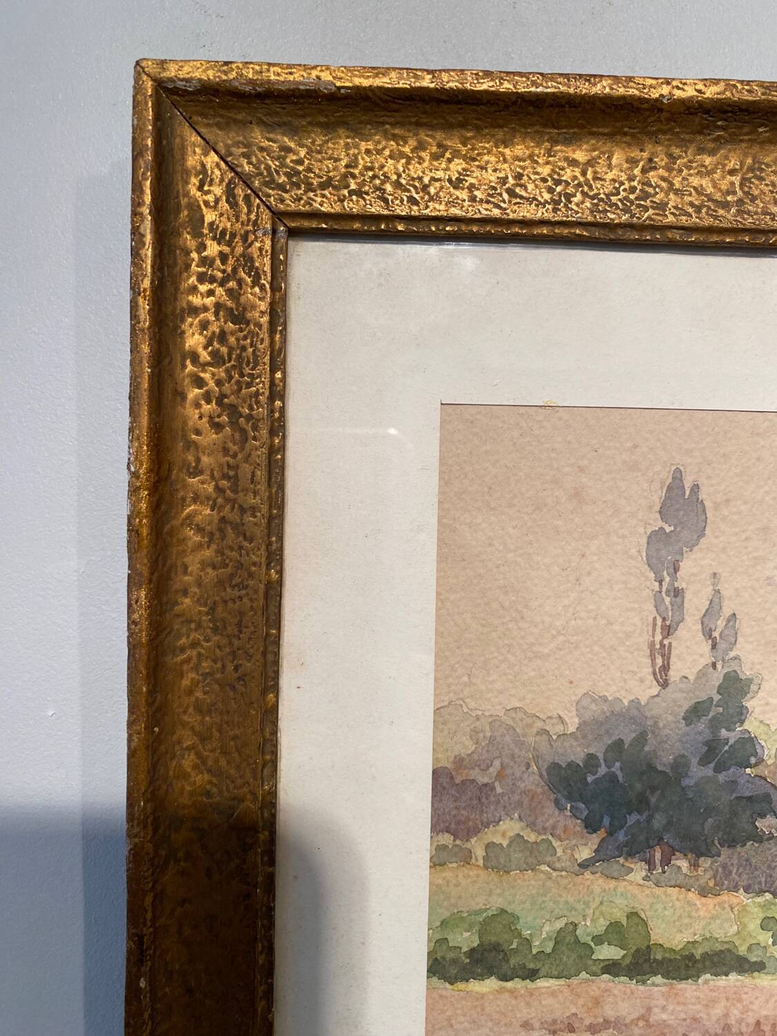 Old painting, landscape signed Andrée Bouchard 20th century