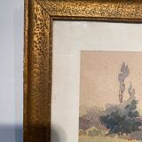 Tableau ancien, paysage signé Andrée Bouchard XX siècle