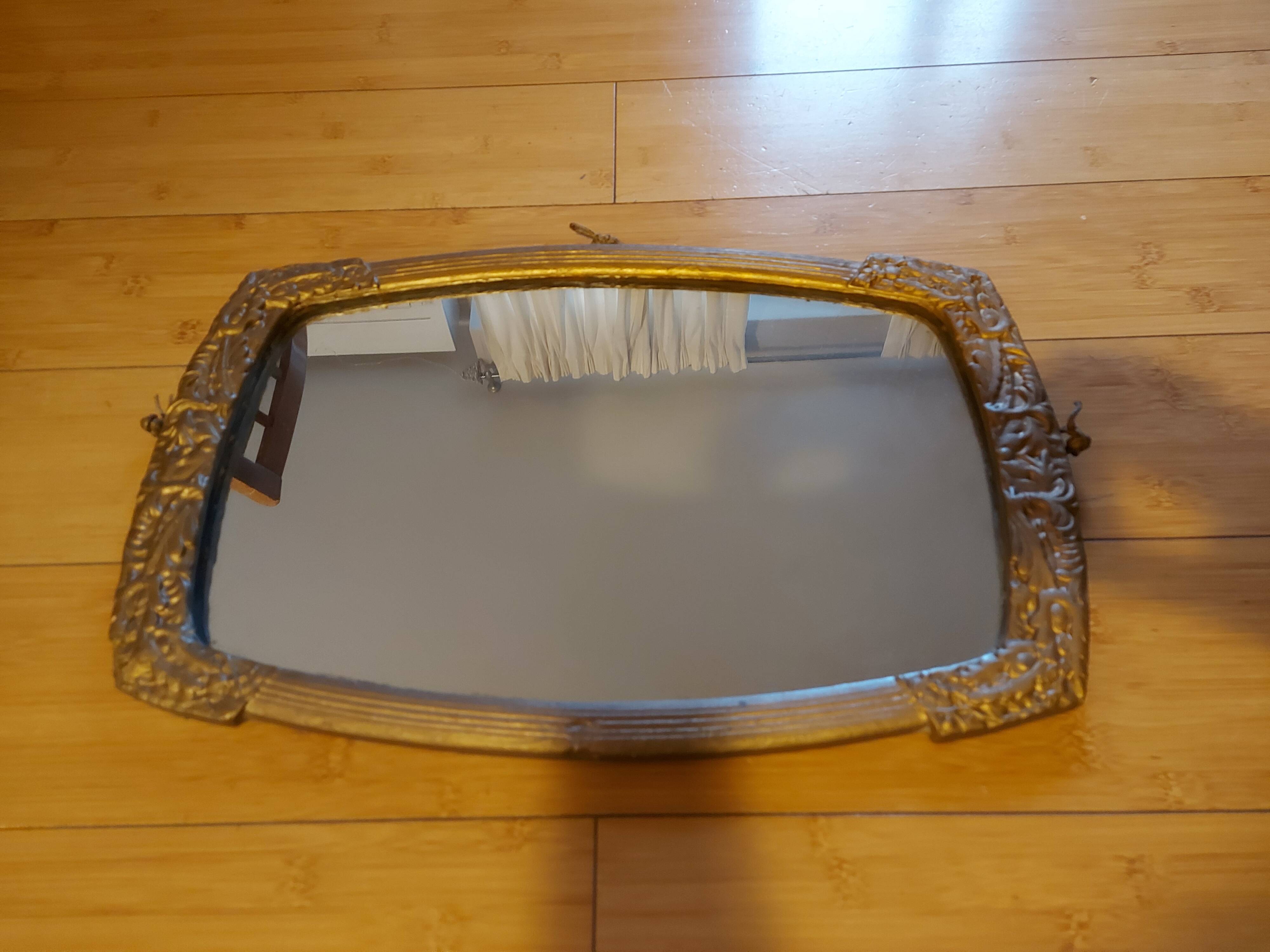 Painted wooden art deco mirror 33 X 51 cm