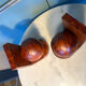 Art Deco pair of bookends in thuya burl.