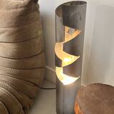 Grande lampe sculptural en métal chormé et brossé, design 1970