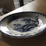 2 Flat plates Gien Chardons dark blue