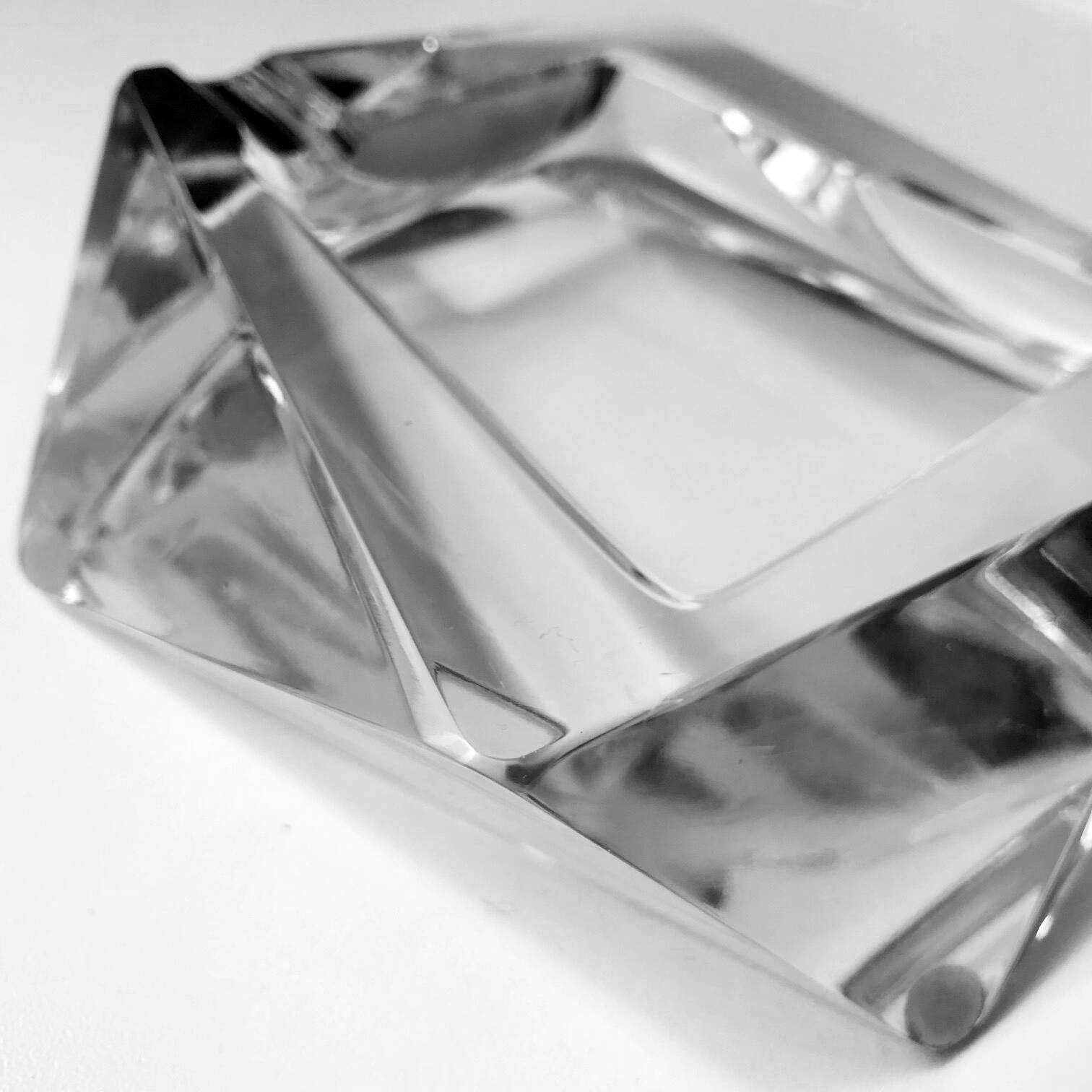 Vintage Asymmetrical Ashtray • Crystal • 1970-80