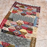 Contemporary Kilim hallway runner: abstract Berber flatweave, wool