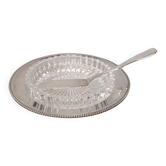 Crystal and silver-plated butter dish