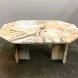 Blush pink octagonal Italian marble dining table 1970s - Italian stone dining table