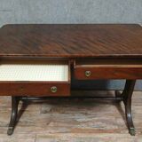 Superb english flat center desk napoleon iii style in mahogany circa 1880